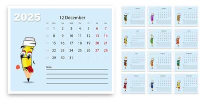 The calendar for 2025. User-friendly design for planning. illustration for background and graphic projects. vector