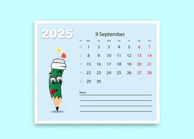 A school calendar with funny cartoon characters from stationery. lesson schedule template. vector