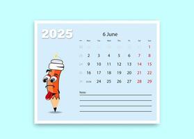 A school calendar with funny cartoon characters from stationery. lesson schedule template. vector