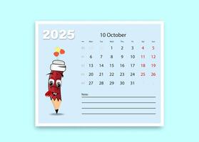A school calendar with funny cartoon characters from stationery. lesson schedule template. vector