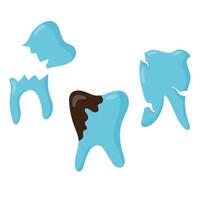 Caries. Set of carious teeth in flat style. illustration isolated on white background. vector