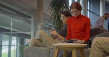 A diverse group of colleagues exchange business experiences, engage in collaborative problem-solving, and work together in a relaxed, modern office interior, demonstrating the value of teamwork and video