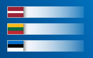 Simple banner with Latvian, Lithuanian and Estonian flags and blank space for your text and design. Made in Latvia, Made in Lithuania, Made in Estonia. Modern illustrations vector