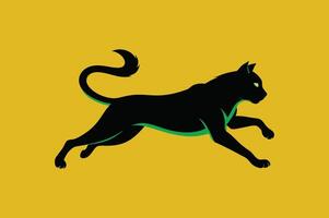 Silhouette of a playful cat pouncing. vector