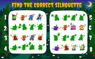Find the correct shadow of cartoon mineral wizards vector