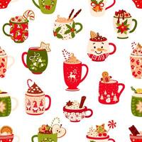 Christmas chocolate and eggnog seamless pattern vector