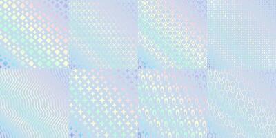 Rainbow glitter foil, hologram texture patterns vector