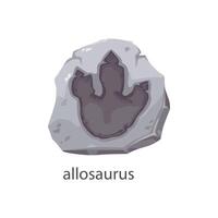Dinosaur footprint in fossil stone, archeology vector