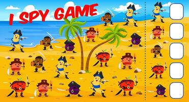 I spy game, fruit captain, pirates and corsairs vector