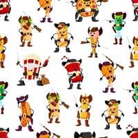 Fast food cowboy, sheriff, ranger, bandit, pattern vector