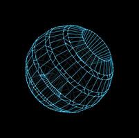 3d futuristic sphere, ball shape wireframe model vector