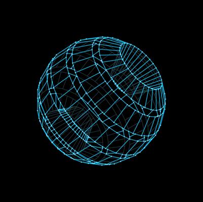 3d futuristic sphere, ball shape wireframe model