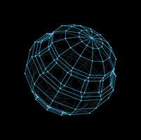 Wireframe sphere and 3d futuristic ball shape vector