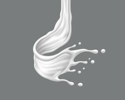 White yogurt or milk cream flow, 3d splash vector