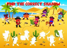 Find the correct shadow of cartoon vitamin pirates vector