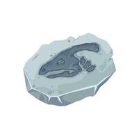 Dinosaur fossil, ancient stone dino skull imprint vector