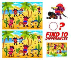 Find ten differences between cartoon vitamins vector