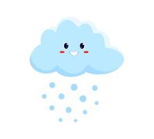 Smiling cloud and rain drops cartoon character vector