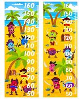 Kids height chart with vitamin pirates characters vector