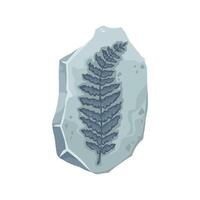 Plant fossil, ancient stone fern leaf imprint vector