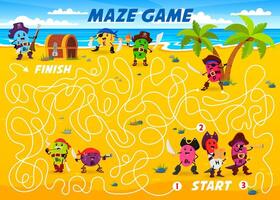 Labyrinth maze game with vitamin pirates character vector