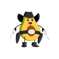 Cartoon avocado cowboy and sheriff, bandit, robber vector