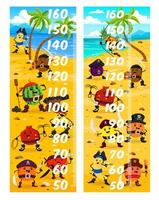 Kids height chart measure ruler with fruit pirates vector