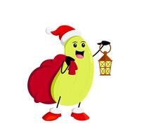 Cartoon zucchini vegetable character with lantern vector