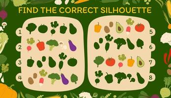 Find the correct shadow of harvest raw vegetables vector