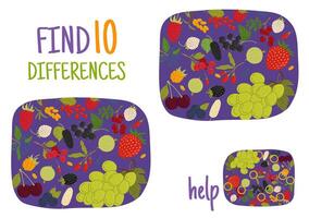 Find differences between forest and garden berries vector