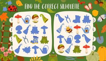 Find the correct silhouette of gnome hats, leaves vector