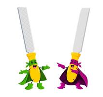 Cartoon chisel and file tools superhero characters vector