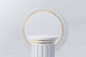 Column podium with round frame, pillar display vector