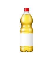 Sunflower oil bottle mockup, 3d design vector