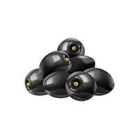 Realistic black olives pile, towering heap vector