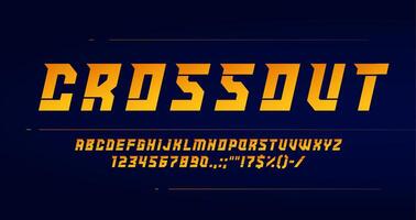 Sport game font, sharp typeface, english alphabet vector