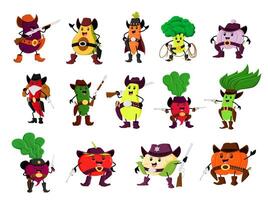Cartoon vegetable cowboy and ranger with sheriff vector