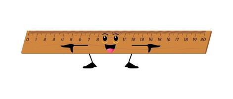 Cartoon cheerful funny ruler stationery character vector