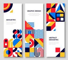 Abstract vertical banner bauhaus geometric pattern vector
