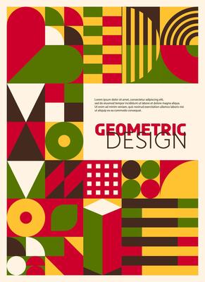 Poster with Mexican motif abstract Bauhaus pattern