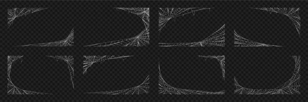 Realistic Halloween spider web or cobweb frames vector