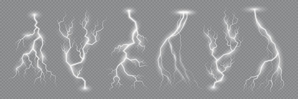 Lightning effect, flash strike, thunder bolt spark