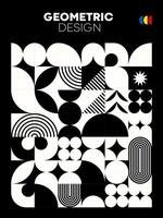 Monochrome poster with geometric Bauhaus pattern vector