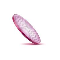 Realistic red raw onion slice, 3d round bulb part vector