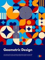 Modern poster with geometric Bauhaus pattern vector