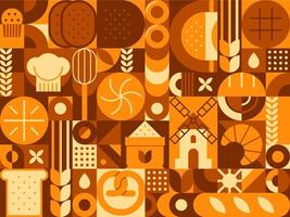 wheat and bread abstract bauhaus geometric pattern vector