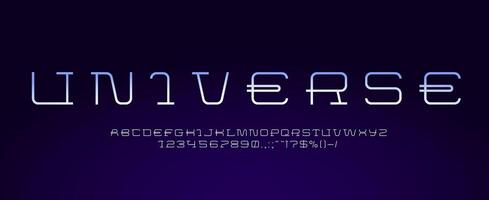 Modern digital font, cyber space and tech alphabet vector