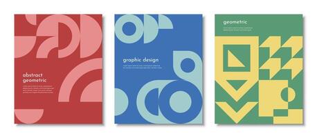 Retro abstract posters with geometric pattern vector