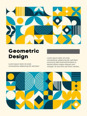 Modern turquoise yellow geometric pattern poster