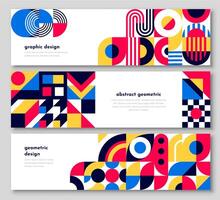 Abstract banners with geometric shape patterns vector